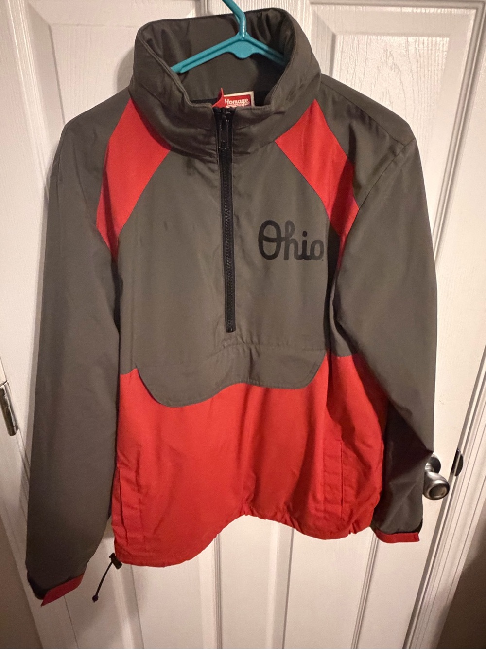 Homage Ohio men’s Pullover Jacket - grey & Red